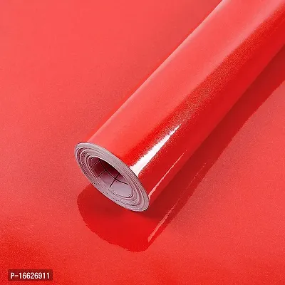 SUNBIRD Red Contact Paper Glossy Peel and Stick Wallpaper Self Adhesive for Cabinets Kitchen Countertops Furniture 18 x120 inch