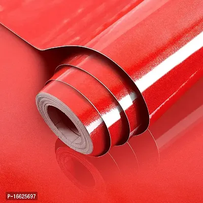 SUNBIRD? Solid Red Peel  Stick Wallpaper Red Contact Paper Decorative Self Adhesive Removable Wall Paper Roll Thick Waterproof for Cabinets Drawers Dresser Desk (18 x 78 Inch, Red)