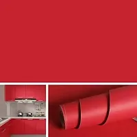 SUNBIRD Red Matte Color Vinyl Wall Stickers Vinyl Self Adhesive Wood Grain Wallpaper Waterproof Old Furniture Vinyl Red Stickers Wooden Door Wardrobe Desktop PVC Wall Papers (24 x 60_inch)-thumb3