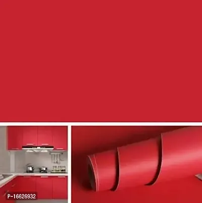 SUNBIRD Red Matte Color Vinyl Wall Stickers Vinyl Self Adhesive Wood Grain Wallpaper Waterproof Old Furniture Vinyl Red Stickers Wooden Door Wardrobe Desktop PVC Wall Papers (24 x 60_inch)-thumb4