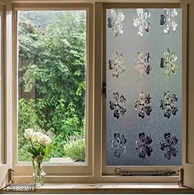 SUNBIRD Frosted Window Tinting Film for Home, House Door Glass Window Privacy Film (12 X 48 Inch Tulip Flower)-thumb3