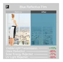 SUNBIRD Window Tint for One Way Daytime Privacy Window Film Heat Control Sun Blocking Anti UV Non-Adhesive Static Cling Reflective Mirror Glass Film for Home Office (20 X 48 Inch, Ocean Blue Film)-thumb1