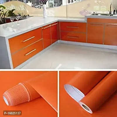 SUNBIRD Wallpaper Peel and Stick Self Adhesive Removable Contact Paper for Cabinet Countertop Furniture Kitchen Vinyl Film (Orange, 12 x 100)-thumb4