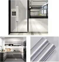 SUNBIRD 60?300cm Brushed Silver Stainless Steel Wallpaper, Metallic Removable Peel and Stick on Wallpaper Countertop Cabinet Kitchen Drawer Covers-thumb3