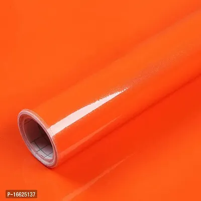 SUNBIRD Wallpaper Peel and Stick Self Adhesive Removable Contact Paper for Cabinet Countertop Furniture Kitchen Vinyl Film (Orange, 12 x 100)-thumb0