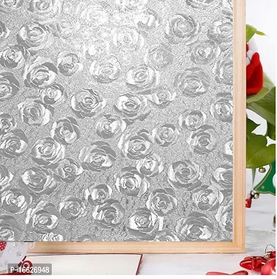 SUNBIRD Window Privacy Film, Decorative Stained Glass Window Film, Frosted Window Tinting Film for Home, House Door Glass (60X 121 cm Silver Rose)-thumb3