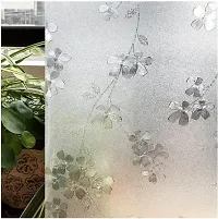 SUNBIRD Decorative Window Film,Flower Static Cling Privacy Door Film, Non Adhesive Heat Control Anti UV Window Cling for Office and Home-thumb1