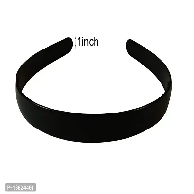 SUNBIRD Girls Set Of 6 Black Color Plastic Hair Bands 25 mm Hair Band Hair Band Kids Girls (Black)-thumb3