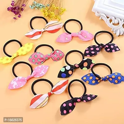 SUNBIRD? Girl's Rabbit Ear Hair Tie Rubber Bands Style Ponytail Holder (Multicolour) -25Pieces