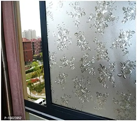 SUNBIRD Decorative Window Film,Flower Static Cling Privacy Door Film, Non Adhesive Heat Control Anti UV Window Cling for Office and Home-thumb0