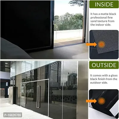 SUNBIRD Sun Light Blocking Window Tint Film for Home, Static Cling Room Darkening Window Cover for Day Sleep, Anti UV Black Glass Stickers 20Inch X 6.5 Feet-thumb2