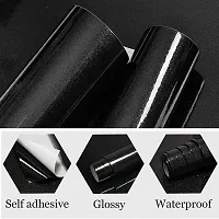 SUNBIRD Glossy Black Contact Paper Glossy Peel and Stick Wallpaper Self Adhesive for Cabinets Kitchen Countertops Furniture 15x96_Inch-thumb1