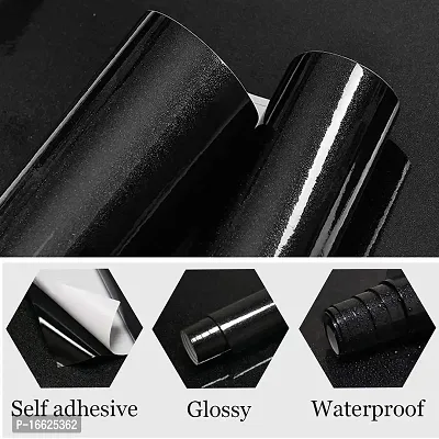 SUNBIRD Glossy Black Contact Paper Glossy Peel and Stick Wallpaper Self Adhesive for Cabinets Kitchen Countertops Furniture 15x96_Inch-thumb2