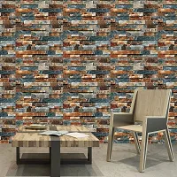 SUNBIRD Wood Peel and Stick Wallpaper Shiplap Wood Contact Paper Wallpaper Removable Wood Grain Self Adhesive Wall Covering Kicthen Furniture Cabinet (24 X 48 Inch, Colorful Brick)-thumb2