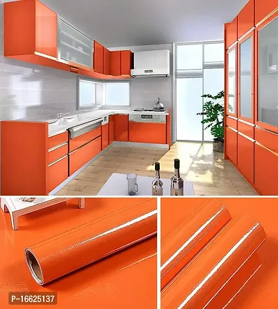 SUNBIRD Wallpaper Peel and Stick Self Adhesive Removable Contact Paper for Cabinet Countertop Furniture Kitchen Vinyl Film (Orange, 12 x 100)-thumb5