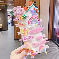 SUNBIRD 14 Pcs Multi Unicorn Ice Cream Hair Clips Set Baby Hairpin For Kids Girls Toddler Barrettes Hair Accessories (random colour) (pack of 14, Pink Colour)-thumb2