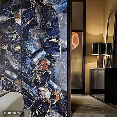 SUNBIRD Wallpaper Sticker Self Adhesive Marble Wallpaper for Furniture, Altamira, Kitchen, Bathroom, Restaurants, Home, Office ( Stone ++Blue_24 X 72 Inch))