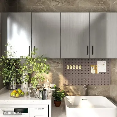 SUNBIRD Stainless Steel Contact Paper for Countertops Waterproof Silver Metallic Wallpaper Peel and Stick Kitchen Backsplash Adhesive Wallpaper Appliances Cover 60cm X 254cm-thumb2