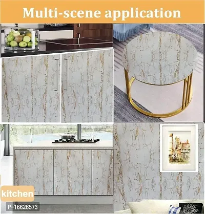 SUNBIRD Marble Wallpaper Wall Sticker for Kitchen Cabinets Bathroom Peel  Stick Wall Removable Contact Paper Waterproof Wall Paper (24 X 48 Inch, Golden White Marble)-thumb4