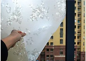 SUNBIRD Decorative Window Film,Flower Static Cling Privacy Door Film, Non Adhesive Heat Control Anti UV Window Cling for Office and Home-thumb1