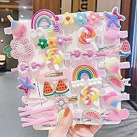 SUNBIRD 14 Pcs Multi Unicorn Ice Cream Hair Clips Set Baby Hairpin For Kids Girls Toddler Barrettes Hair Accessories (random colour) (pack of 14, Pink Colour)-thumb1