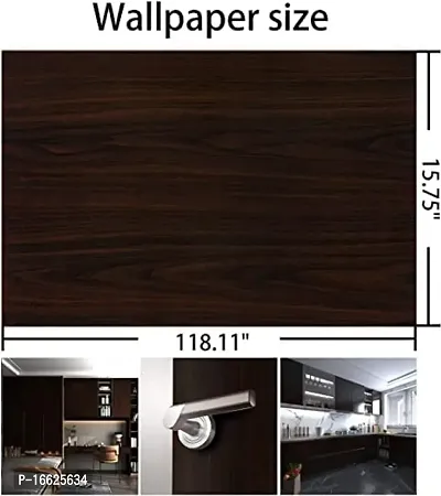 SUNBIRD Grain Wood PVC Stickers for Wardrobe Cupboard Table Furniture Waterproof Self Adhesive Removable Wallpaper Home Decor Film (24 X 48 INCHES, Black Walnut )-thumb3