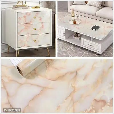 SUNBIRD Self Adhesive Decorative Marble Contact Paper Peel and Stick Color Wallpaper Waterproof PVC Marble Home Kids Room Kitchen (24 X 48 Inch, Cream Orange)-thumb0