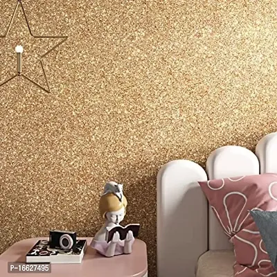 SUNBIRD Gold Glitter Vinyl Roll Self Adhesive Contact Paper 24 X 60 Inch Wallpaper Stick and Peel Glittery Golden Wall Paper Cover Decorative for Bedroom Kitchen Cabinet Dresser Drawer Liner DIY-thumb2