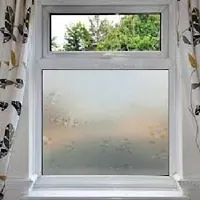 SUNBIRD Decorative Window Film,Flower Static Cling Privacy Door Film, Non Adhesive Heat Control Anti UV Window Cling for Office and Home-thumb2