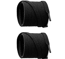 SUNBIRD 5 Pair Ova/sneaker/Flat Shoes laces Athletic Shoe Laces for Sport/Running Shoes Shoe Strings Round Oval /Flat/sneaker Shoe Lace (5 pair, Black Flat)-thumb1