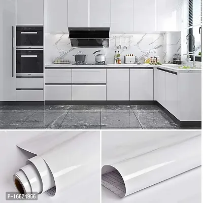 SUNBIRD 24x72_Inch Shiny White Wallpaper Self-Adhesive Contact Paper Glossy Stick and Peel Removable for Cabinet Kitchen Decoration-thumb2