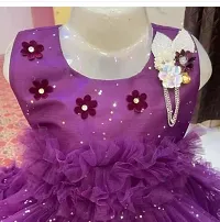 Elegant Purple Net Self Pattern Dresses For Girls-thumb1
