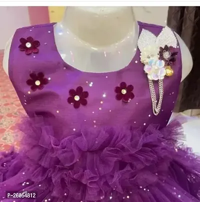 Elegant Purple Net Self Pattern Dresses For Girls-thumb2