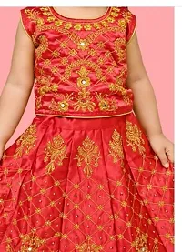 Elegant Red Cotton Embroidered Frocks For Girls-thumb1