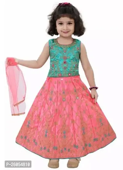 Elegant Blue Cotton Embroidered Dresses with Dupatta For Girls