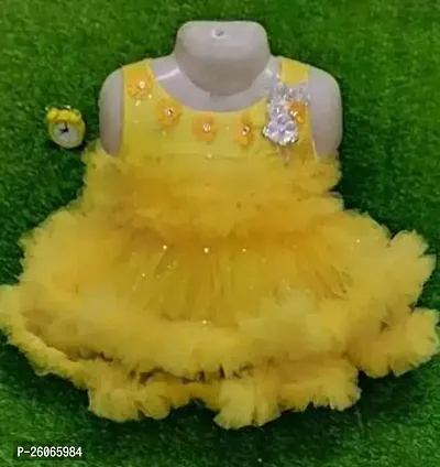 Stylish Net Yellow Frocks For Girls-thumb0