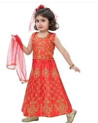 Stylish Net Orange Frocks For Girls-thumb1