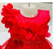 Elegant Red Net Self Pattern Dresses For Girls-thumb1