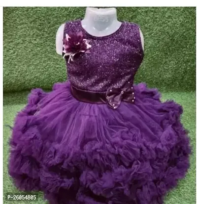 Elegant Purple Net Embellished Dresses For Girls