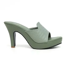 Stylish Green Synthetic Leather Solid Heels For Women-thumb1