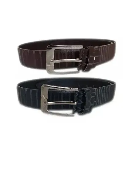 Stylish Men Artificial Leather Belt pack of 2