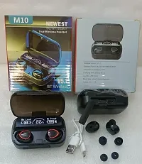 M10 TWS Bluetooth Earbuds Wireless Earbuds Bluetooth 5.1 Headphones Wireless Earphones, Stereo IPX7 Waterproof Wireless Earphones with 2000mah LED Display Charging Case/Box, Black-thumb3