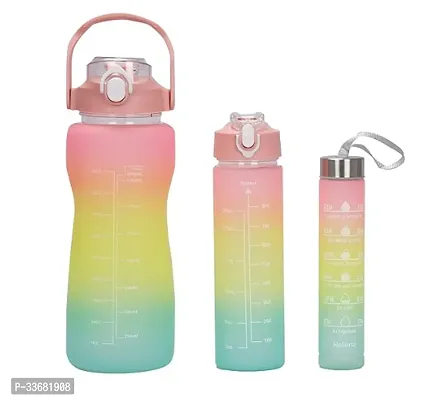 Stylish Plastic Motivational Theme Sipper Water Bottle, Pack of 3