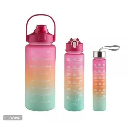 Stylish Plastic Motivational Theme Sipper Water Bottle, Pack of 3