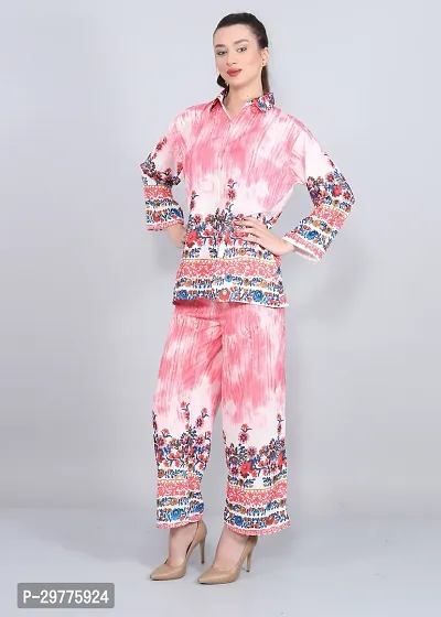 Contemporary Pink Cotton Blend Printed Co-Ords Set For Women-thumb2