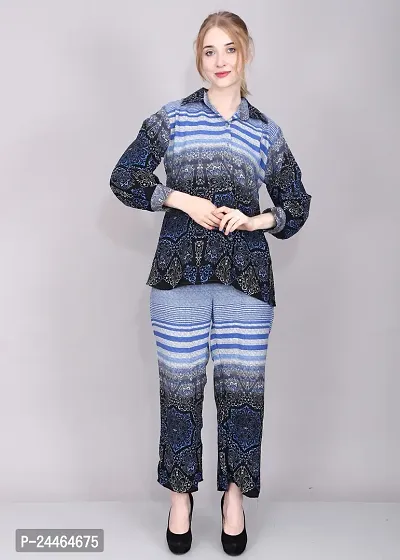 Contemporary Multicoloured Blended Printed Co-Ords Sets For Women - Size May Vary