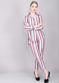 Contemporary Multicoloured Georgette Striped Co-Ords Set For Women-thumb4