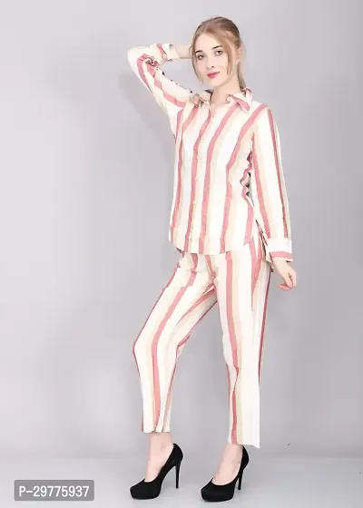 Contemporary Multicoloured Cotton Striped Co-Ords Set For Women-thumb2