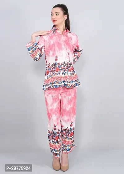 Contemporary Pink Cotton Blend Printed Co-Ords Set For Women-thumb3