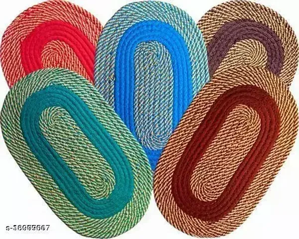 Mohit Textile Polyester Anti Slip Oval Shape Door Mat (Multicolor, 33 x 55 cm) Set of 5